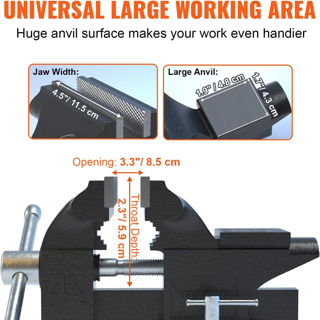 VEVOR 60' 2000LB Adjustable Workbench with Outlets & Bench Vise with 4.5' Jaw Width for Workshop Garage
