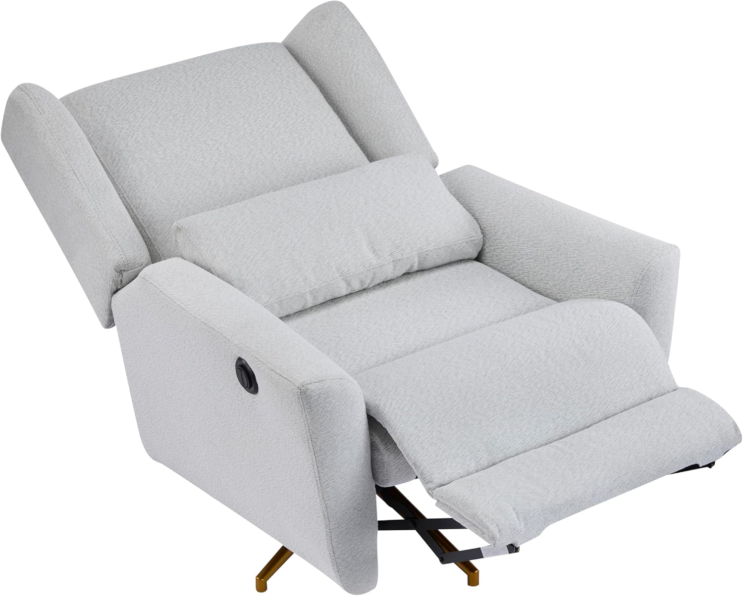 Christopher Knight Home Dolia Fabric Upholstered 360° Swivel Chair, Push-Back Power Recliner Chair, Iron Recliner Sofa with Rotation, Living Room Lounge Sofa, Adjustable Backrest, Gold + Light Grey