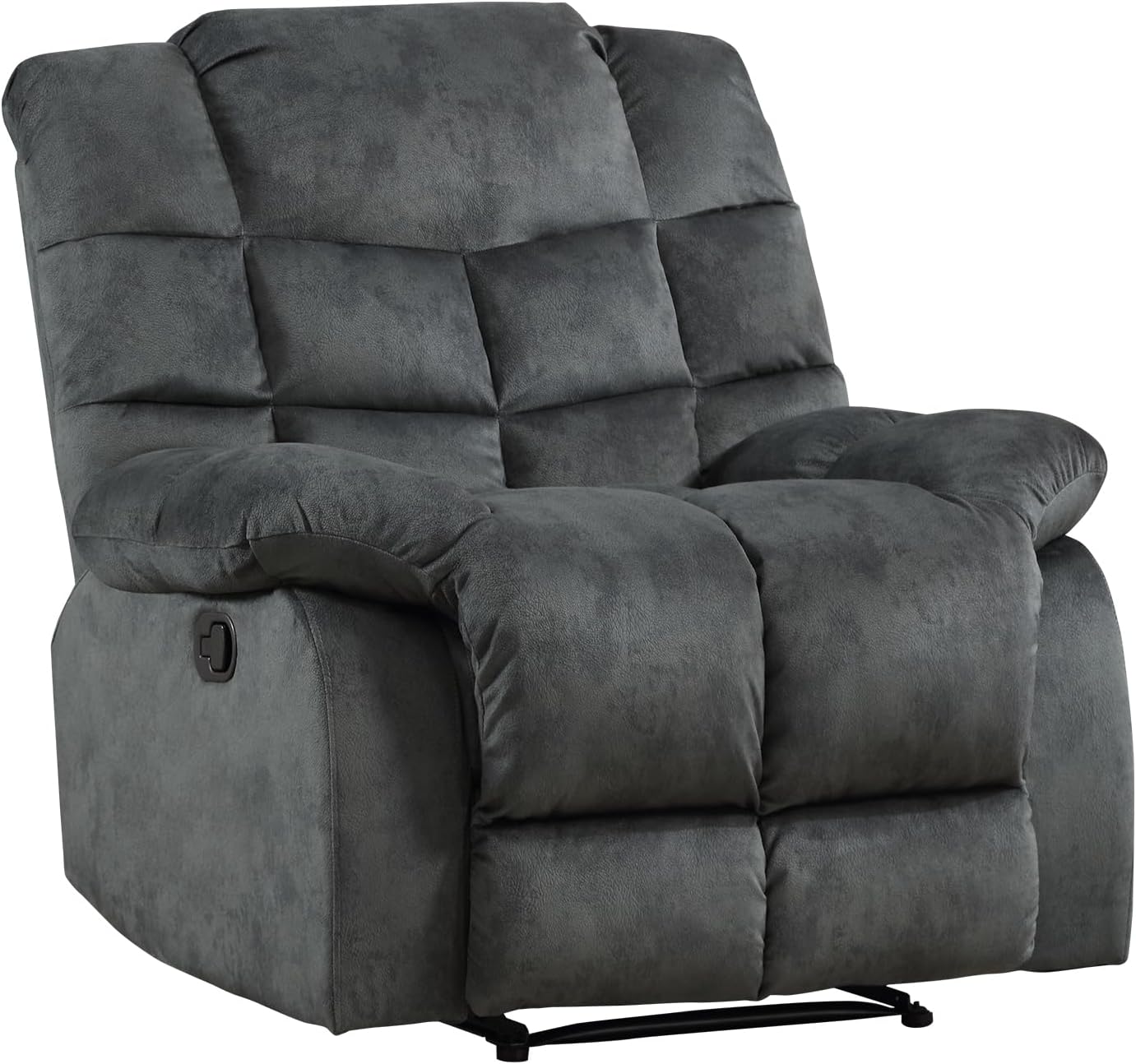 EBELLO Manual Recliner Chair, Overstuffed Reclining Sofa with Soft Padded Headrest and Armrest, Soft Fabric Single Couch for Living Room, Grey Green