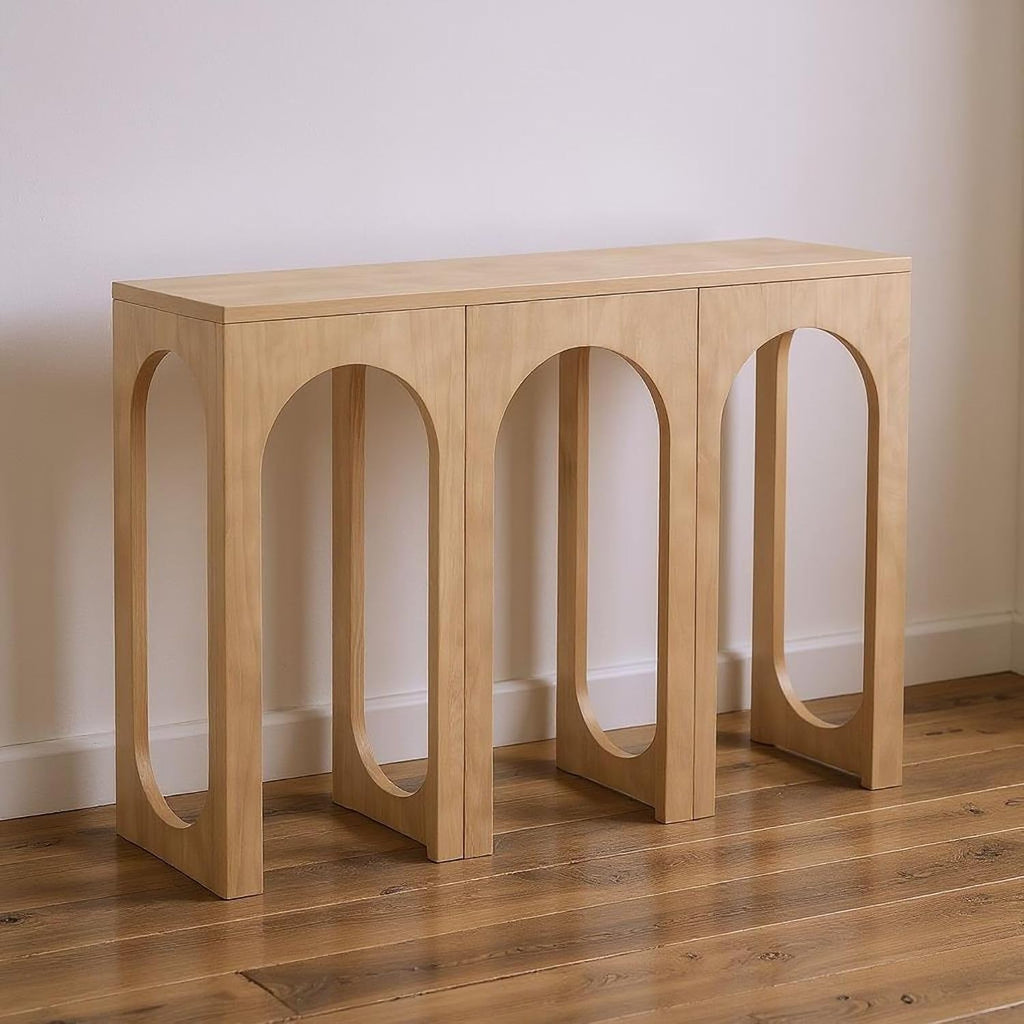 Eclectic 47 Inch Console Table for Living Room, Entry Way, Behind The Couch, Blonde