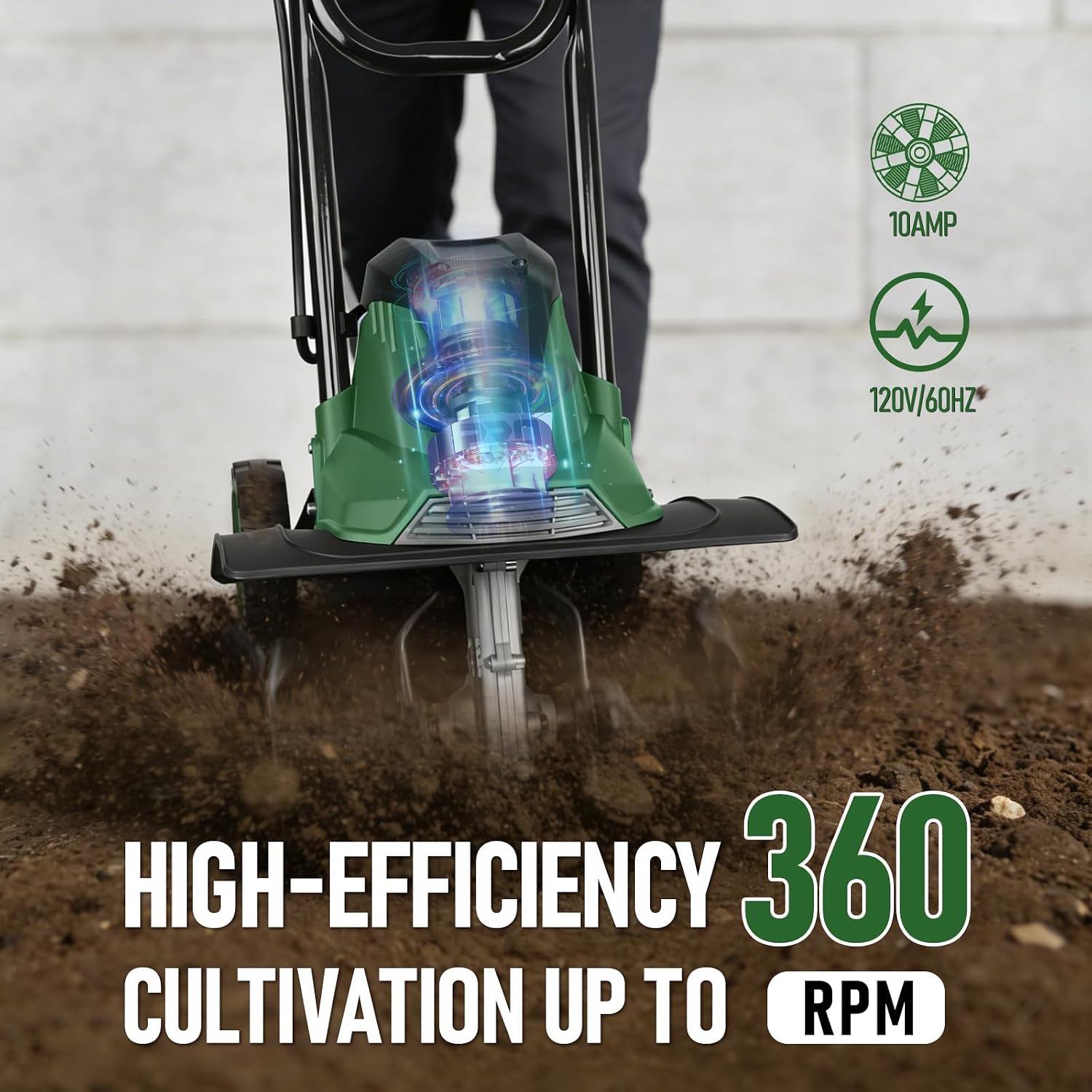 Prostormer 14 Inch Corded Electric Tiller Cultivator, 10Amp Motor with 4 Steel Tines, Corded Garden Tiller for Soil Cultivation, Lawn, and Yard Care