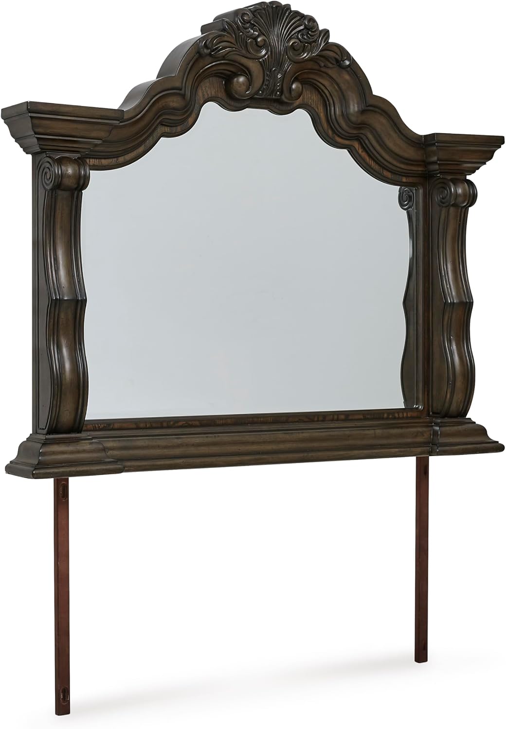 Signature Design by Ashley Maylee 6 Drawer Traditional Dresser with Mirror, Bedroom Chest of Drawers, Hardwood Solids, Oak & Ash Swirl Veneers, MDF Substrates, Cast Resin, Dark Brown