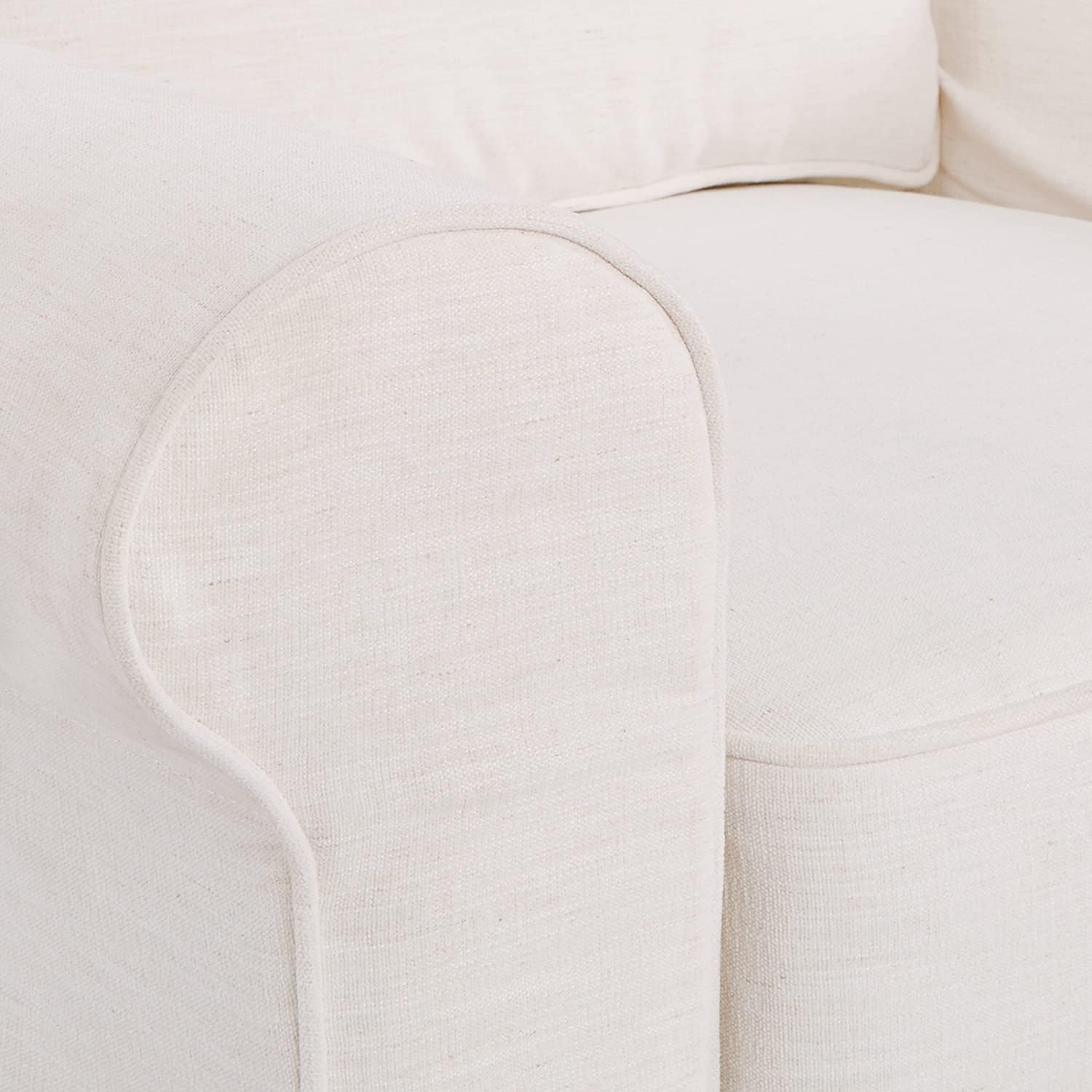 OSP Home Furnishings Ashton Rolled Arm Chair with Slipcover, White