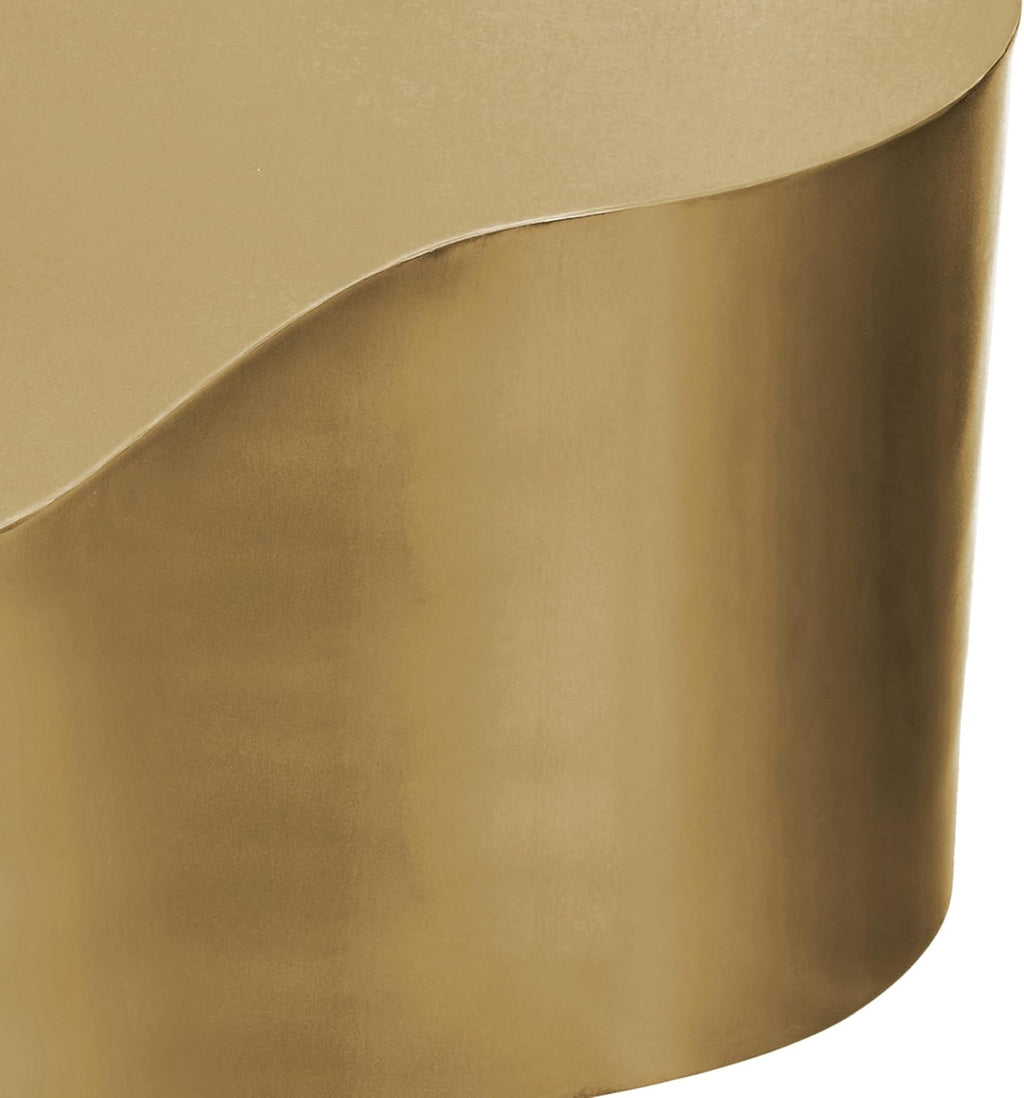 Meridian Furniture 238Gold-C Tevere Collection Modern | Contemporary Coffee Table with Brushed Metal, Unique Shape, 39' W x 24' D x 14.5' H, Gold