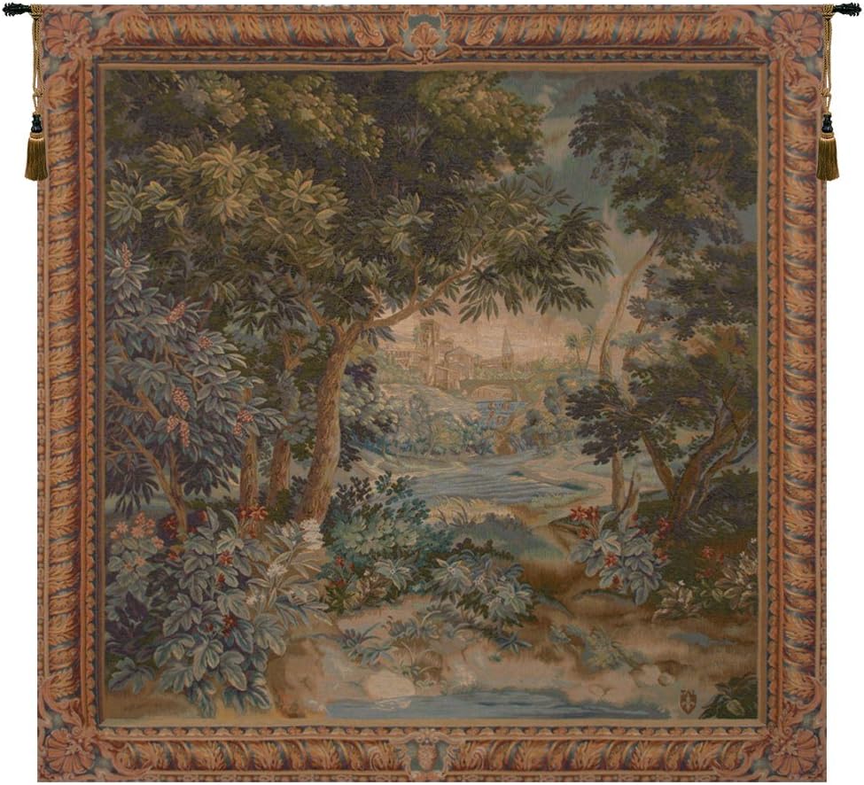 Charlotte Home Furnishings Inc. Verdure Cascade French Tapestry Wall Hanging 58 X 58 Inch Viscose Cotton And Polyester Blend Wall Art Perfect For Home Decor Room Decor And Wall Decor