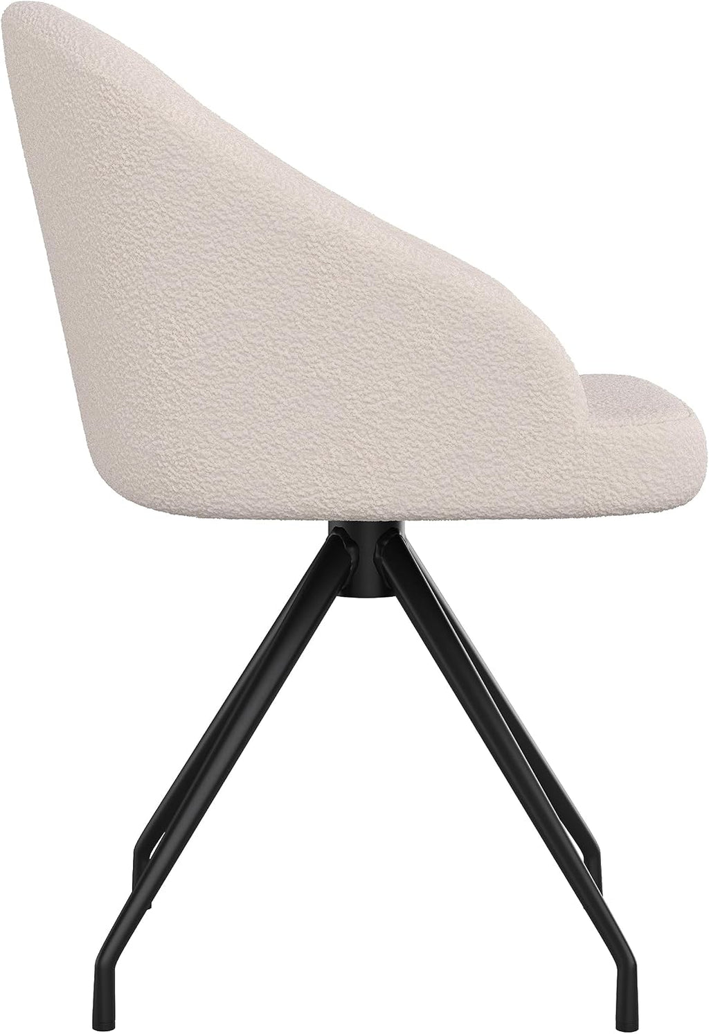 Martha Stewart Sora Stationary Swivel Task Chair with Sloped Arms for Home Office in White Boucle with Oil Rubbed Bronze Frame