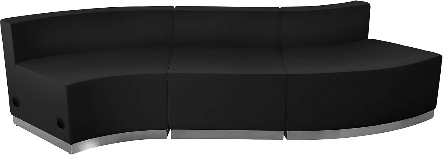 Flash Furniture HERCULES Alon Series Black LeatherSoft Reception Configuration, 3 Pieces