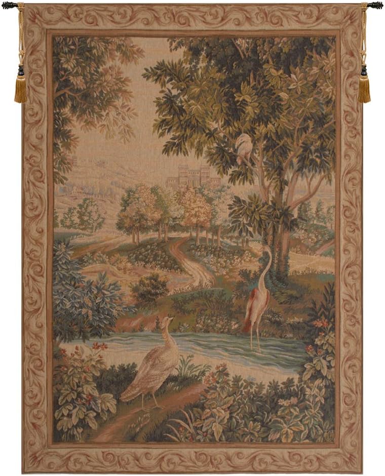 Charlotte Home Furnishings Inc. Verdure Aux Oiseaux I French Tapestry Wall Hanging 58 X 43 Inch Viscose Cotton And Polyester Blend Wall Art Perfect For Home Decor Room Decor And Wall Decor