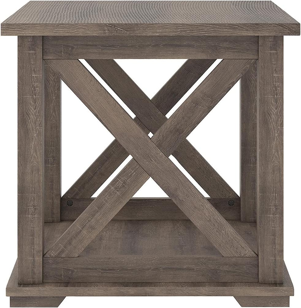 Signature Design by Ashley Arlenbry Farmhouse End Table with Crossbuck Details, Weathered Oak Brown