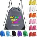 100 Pack Custom Drawstring Bags Bulk–Personalized LOGO/text Drawstring Backpack for Pet–Draw String Back Bag for Sport Travel Beach Party Business Activities(Dark gray)