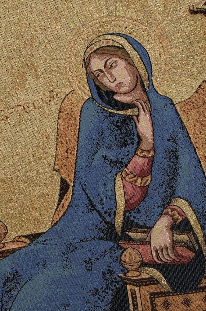 Charlotte Home Furnishings Inc. Annunciazione Tra I Santi Ansano E Margherita Italian Tapestry Wall Hanging 35 X 52 Inch Viscose Cotton And Polyester Perfect For Wall Decor By Simone Martini