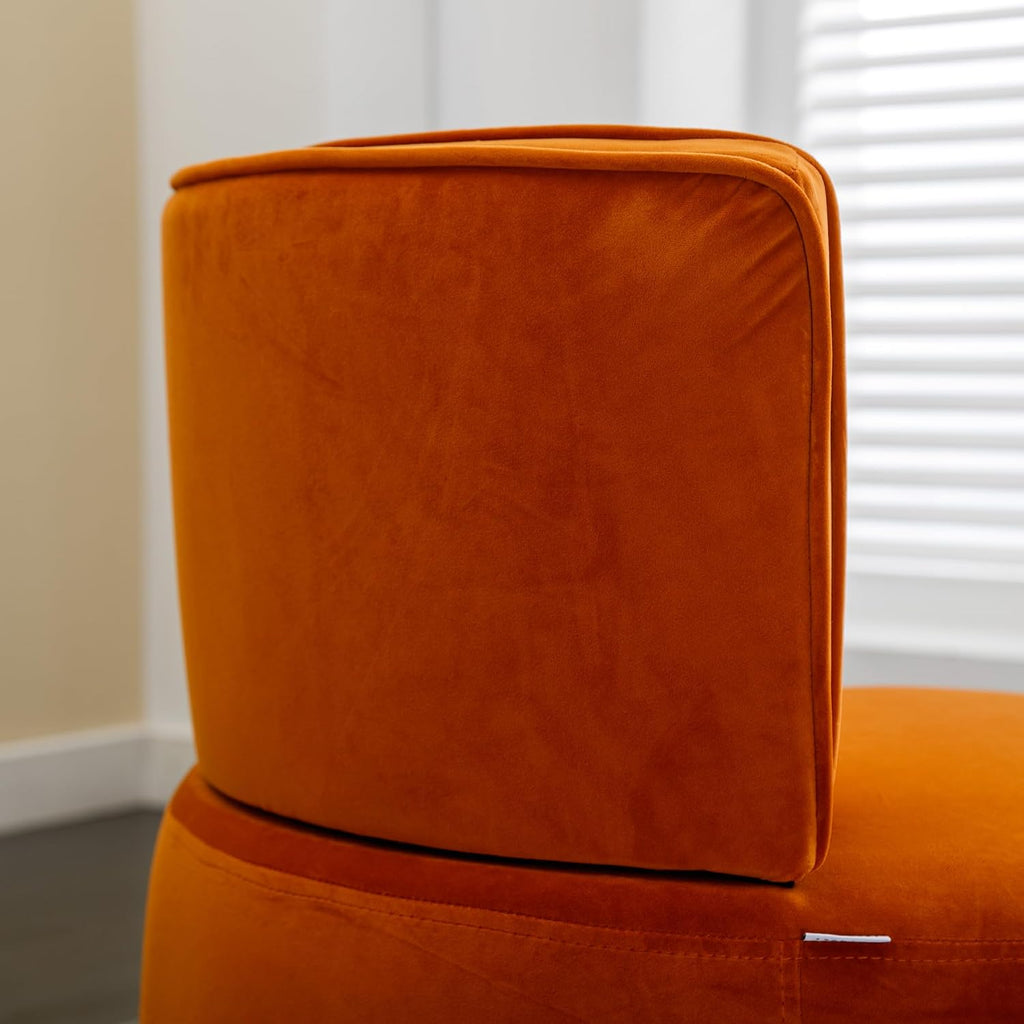 KEIKI Swivel Barrel Accent Chair, 360 Degree Rotating Upholstered Armchair with Velvet Fabric for Living Room, Office, Bedroom, Orange