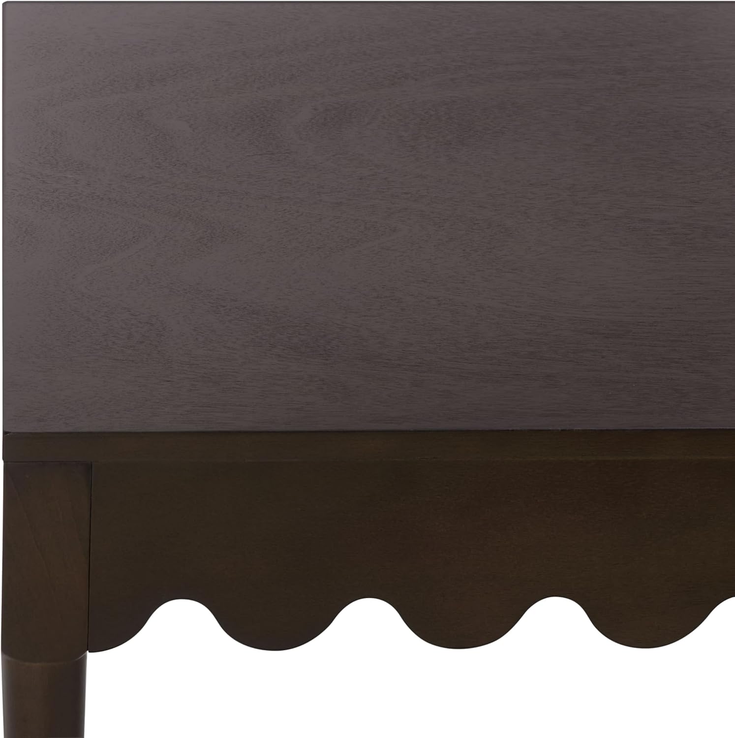 SAFAVIEH Home Collection – Neha Dark Chocolate Brown Rectangular Coffee Table, Solid Wood Frame with Scalloped Apron (COF5705A)