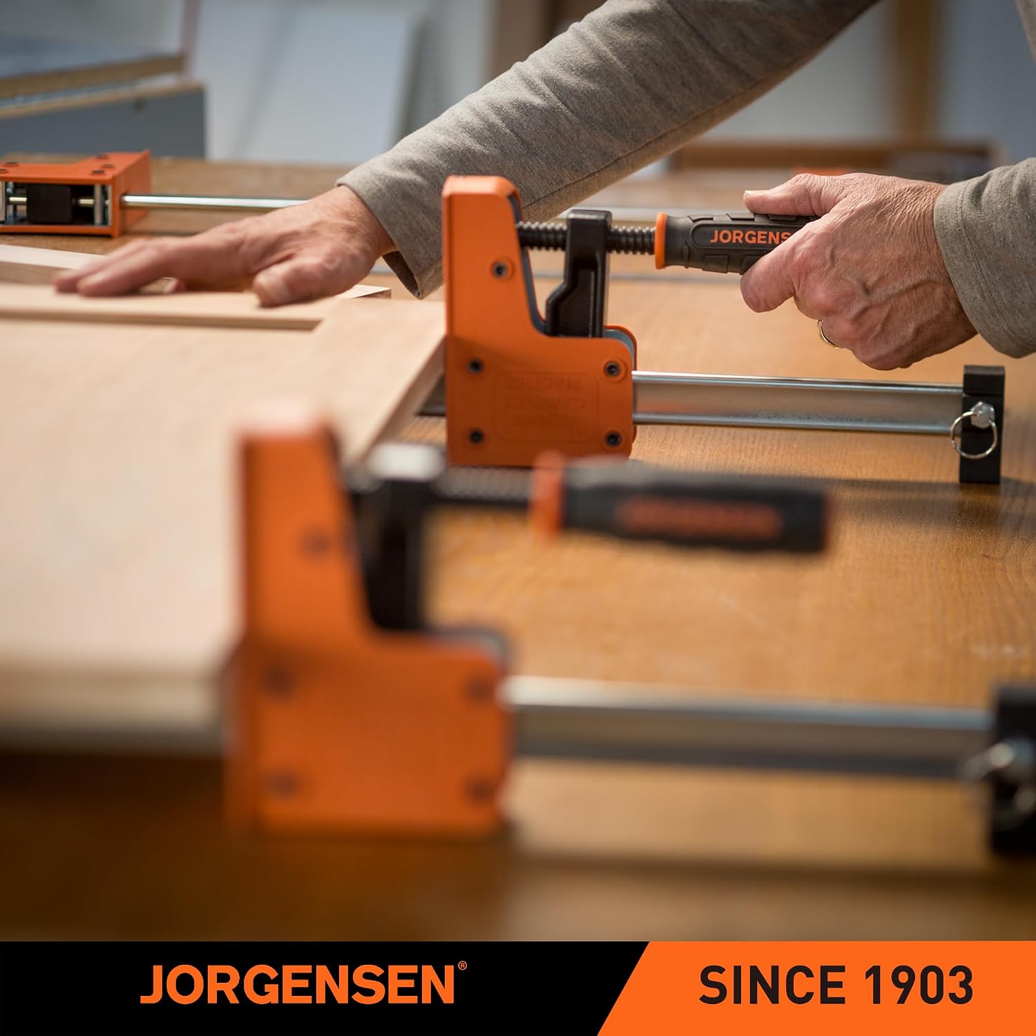 JORGENSEN 48-inch Bar Clamps, 90°Cabinet Master Parallel Jaw Bar Clamp Set, 2-pack