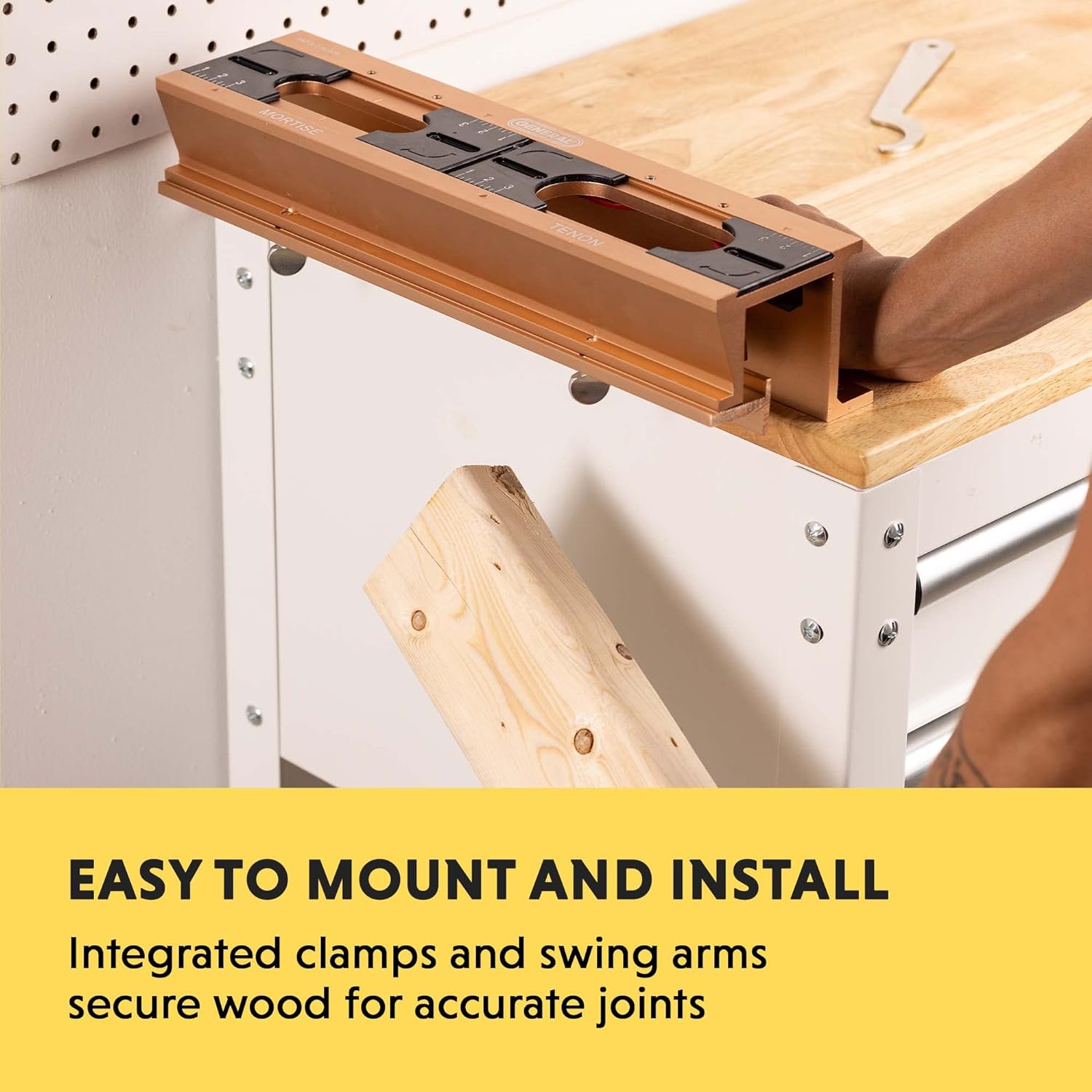 General Tools Mortise and Tenon Jig - Drill Template Set with Hollow Chisel Bit Attachment