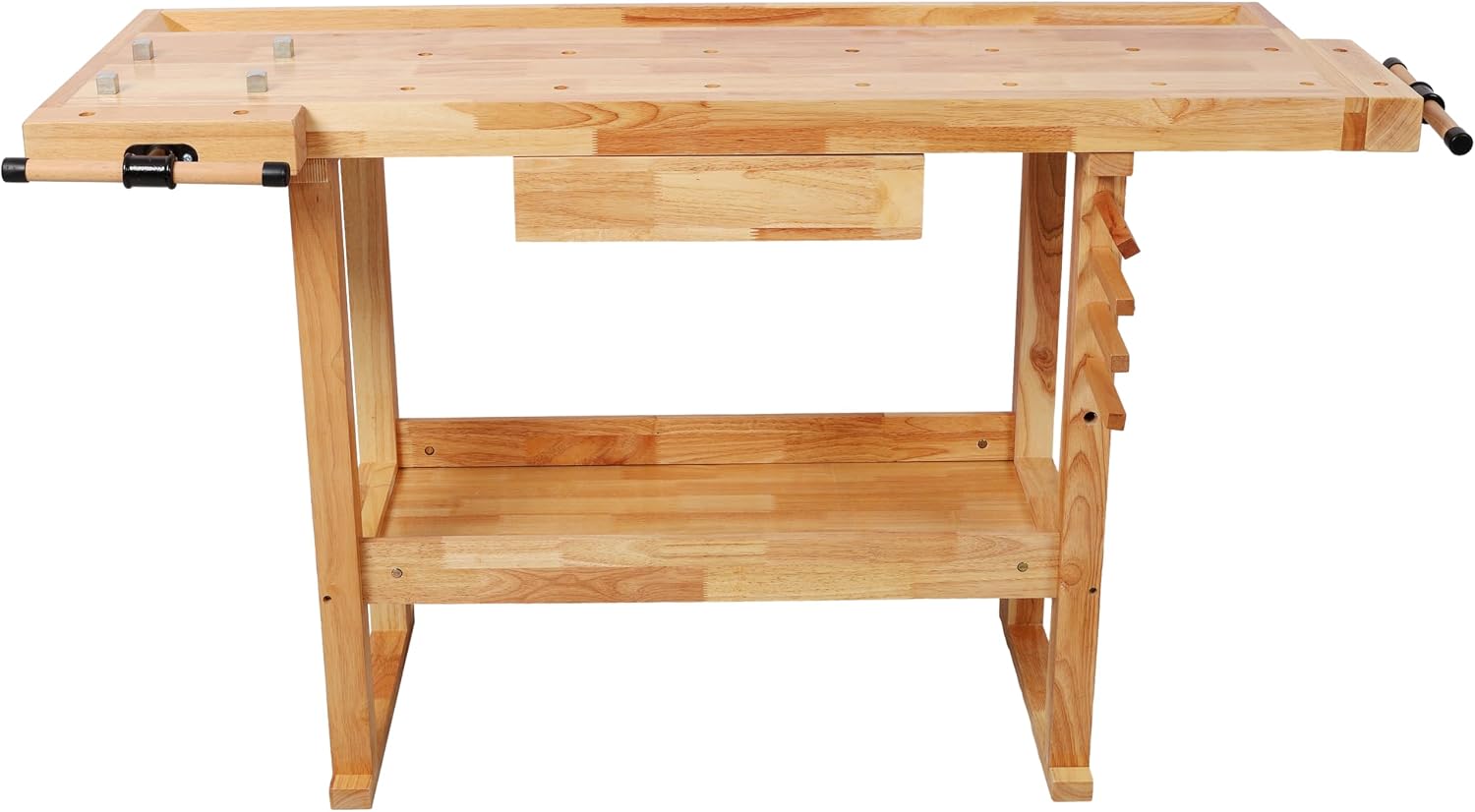 Montary 55' Wood Workbench, Heavy Duty Woodworking Bench with Adjustable Handle, 300Lbs Load Capacity Woodworking Table Work Bench with Drawer & Shelf for Garage, Workshop, Home Storage