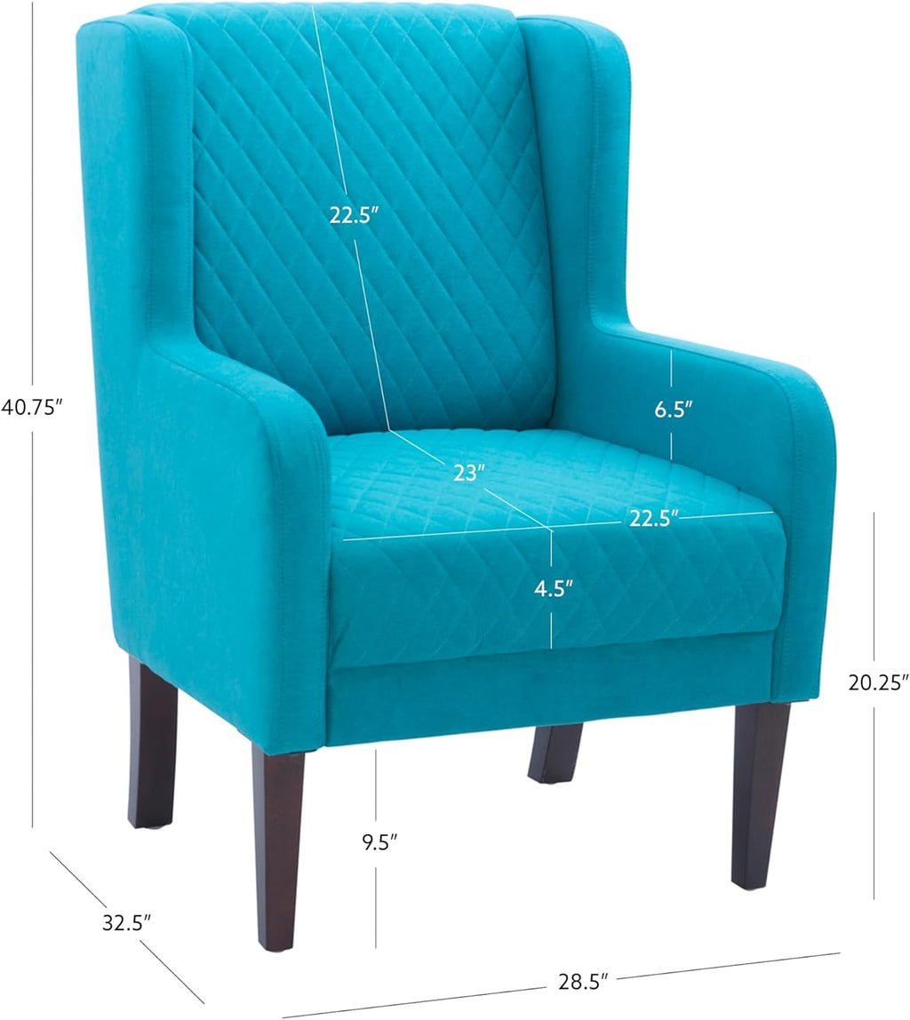 Powell Glenn Teal Wingbacked Accent Chair with Quilted Seat