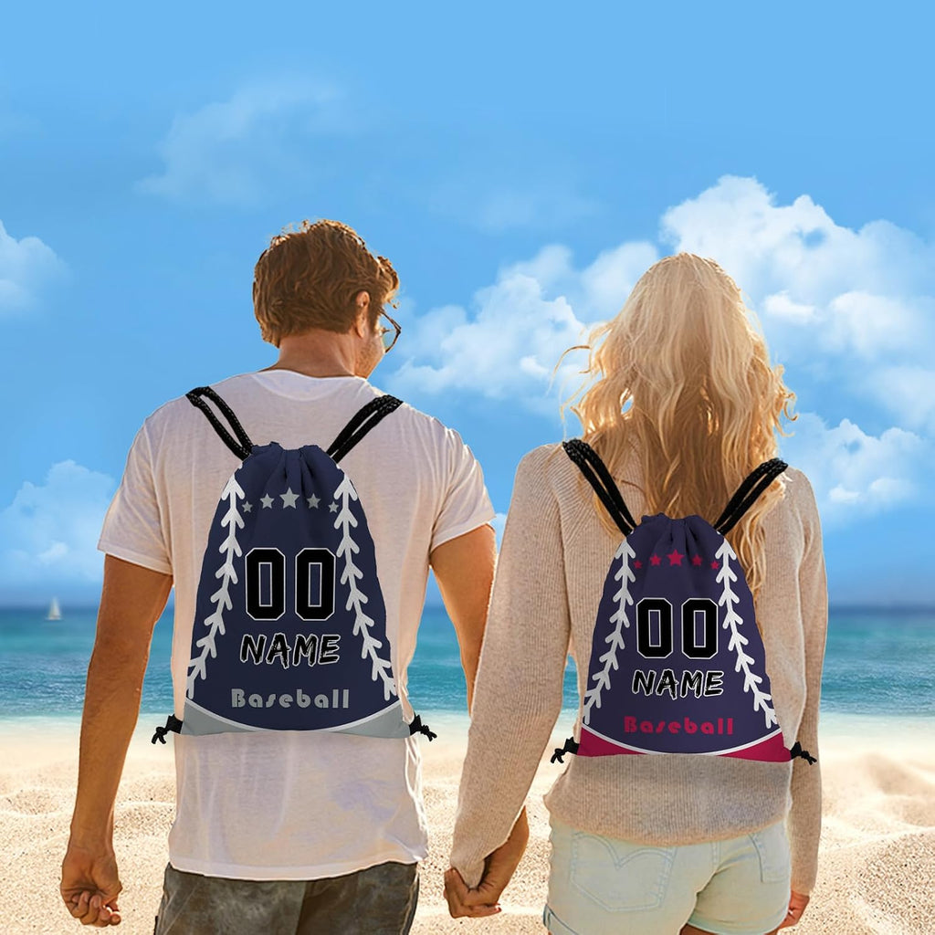 Custom Drawstring Backpack Personalized Football Bulk Beach Draw String Bags with Name Number for Small Business Swim Sport Camping Vacation Travel Gym Men Women-20 PCS