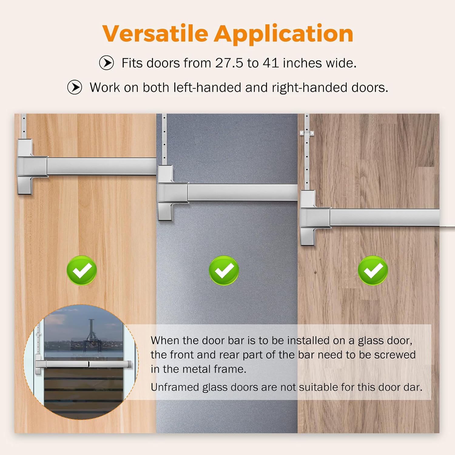 BEAMNOVA 27.5 Inch Vertical Rod Exit Device, Door Panic Bar, Commercial Gate Push Bar Lock Set, Roller Strike, Plate End Cap, Emergency Accessories Metal Parts, Metallic