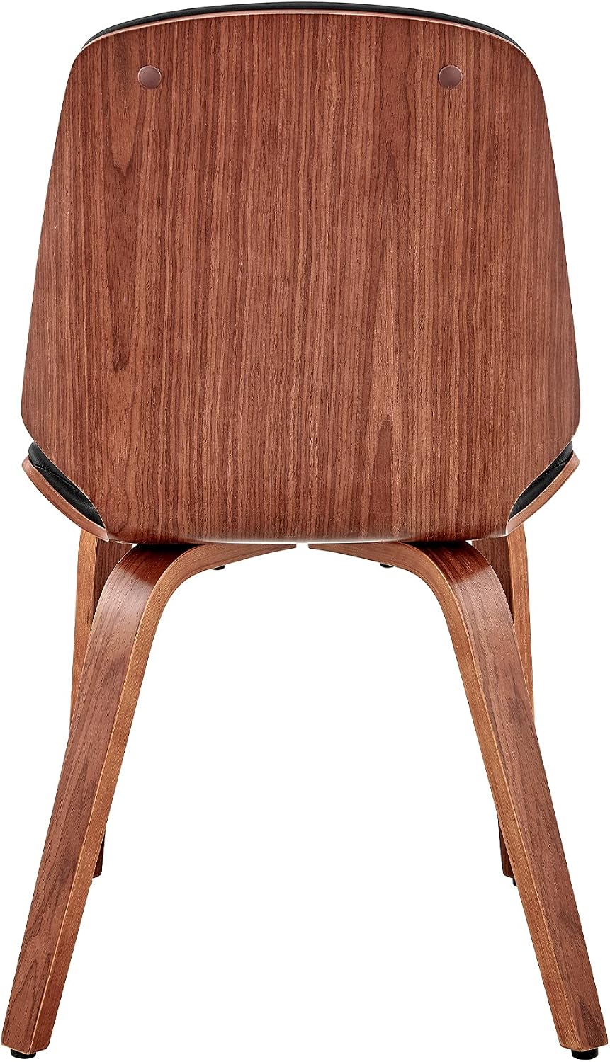 Armen Living Brinley Faux Leather Wood Dining Room Accent Chair, Black/Walnut 19 x 33 x 22