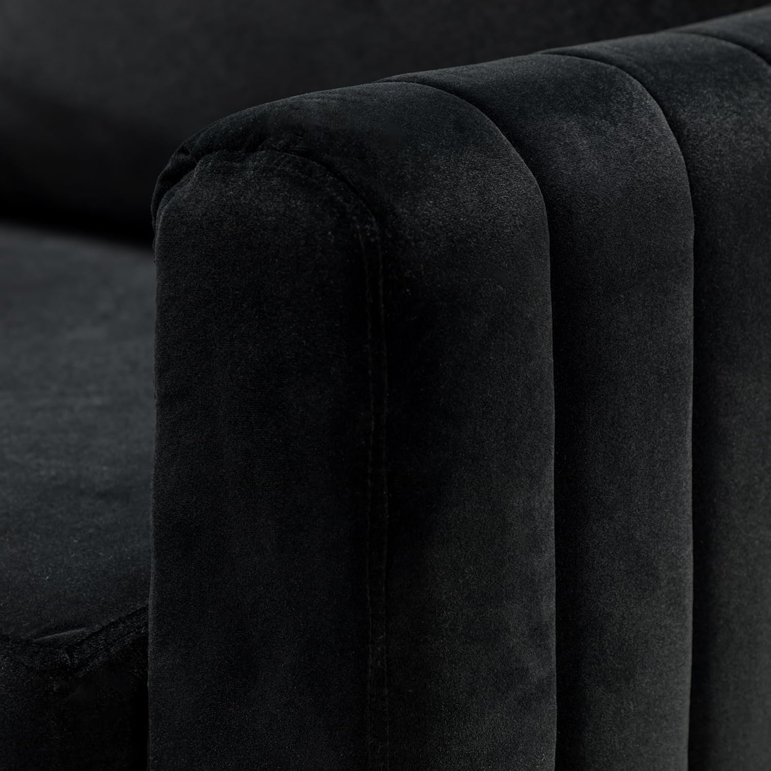 HULALA HOME Velvet Accent Club Chair, Modern Velvet Armchair Upholstered Accent Club Chair with Gold Metal Legs Mid-Century Barrel Leisure Comfy Reading Armchair, Black