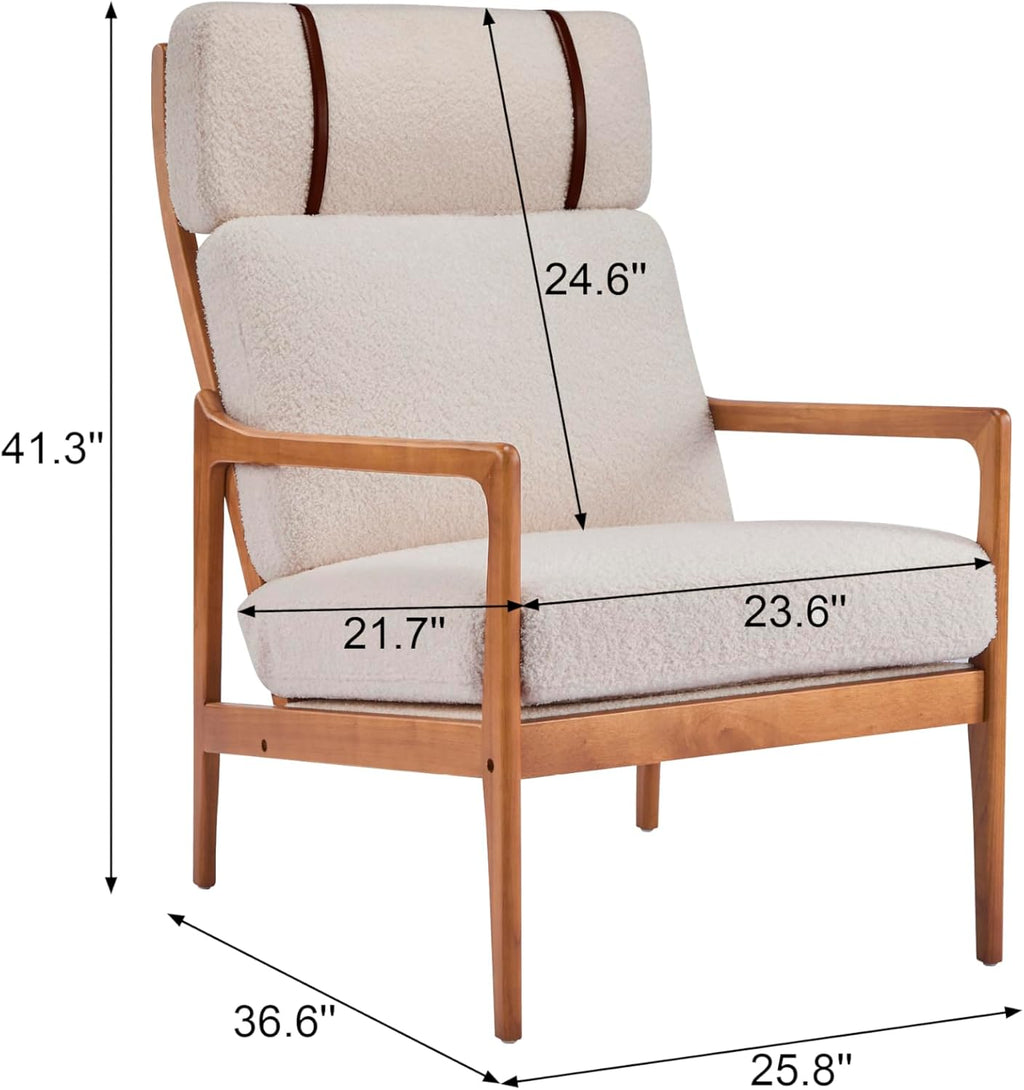 Christopher Knight Home Nadine Upholstered Accent Chair, Wooden Club Chair, Cushions Support Armchair, Comfy Lounge, Single Reading Sofa, Solid Wood Frame Armchair for Living Room Home, Light Gray