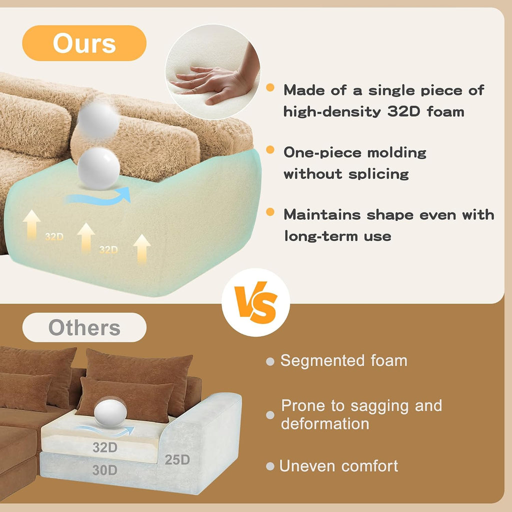 80-Inch Boneless Love Seat Couches in a Box, 2 Seat Modular Foam Cloud Sofa Floor Compressed Loveseat Couch W/Angle Armrests for Home Apartments Bedroom Living Room