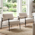 LukeAlon Mid Century Chenille Accent Chairs Set of 2, Ultra Soft Living Room Chairs with Metal Legs Modern Armchair Lounge Chairs Upholstered Comfy Leisure Chair for Bedroom Reception Area, Beige