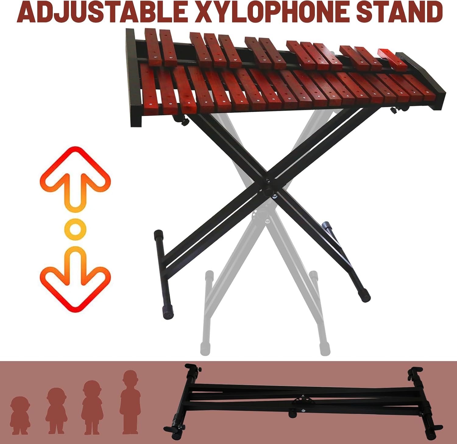 Marimba, 32 Key Wooden Adult Xylophone with Mallets and Adjustable Stand Professional Marimba for Beginners and Students Professional (Wooden) (32)