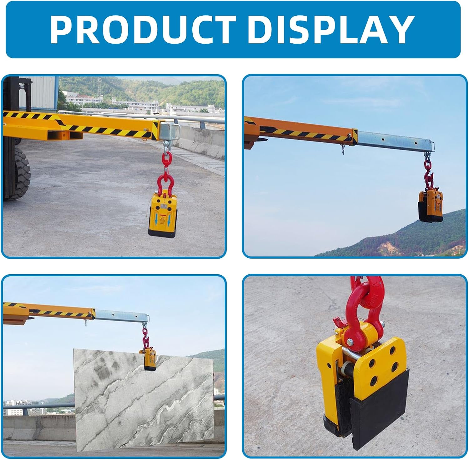 Import Heavy Duty Stone Lifting Clamp,2300.46 lbs Load Capacity, Stone Miter Clamp 0.4-1.97 in Opening Range, slab lifterIndustrial Grade Steel Construction slab lifter. (Yellow)
