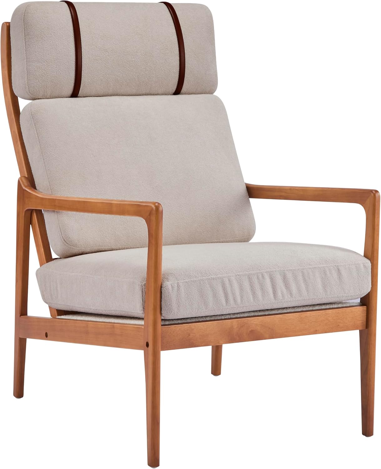 Christopher Knight Home Nadine Upholstered Accent Chair, Wooden Club Chair, Cushions Support Armchair, Comfy Lounge, Single Reading Sofa, Solid Wood Frame Armchair for Living Room Home, Light Gray