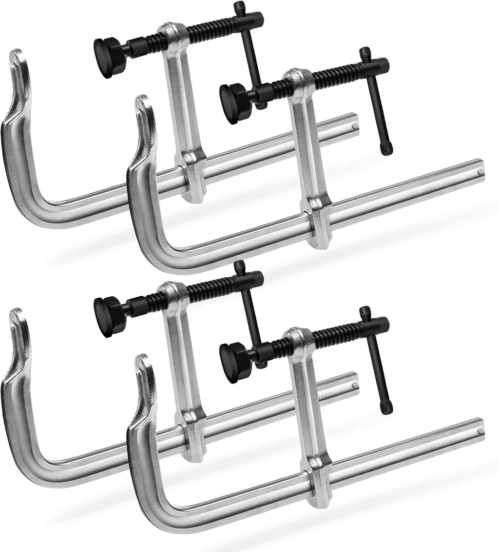4-Pack 12-Inch Heavy-Duty F-Clamps for Welding, Woodworking & Metalworking–3450 Lbs Load Capacity,5-1/2 Inch Throat Depth, All-Steel Construction