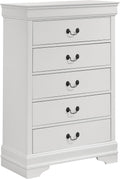 Coaster Home Furnishings - Louis Philippe - Wood - 5-Drawer Chest with Bail Handles, Molded Trim and Bracket Feet - Traditional - Bedroom - White - 202445