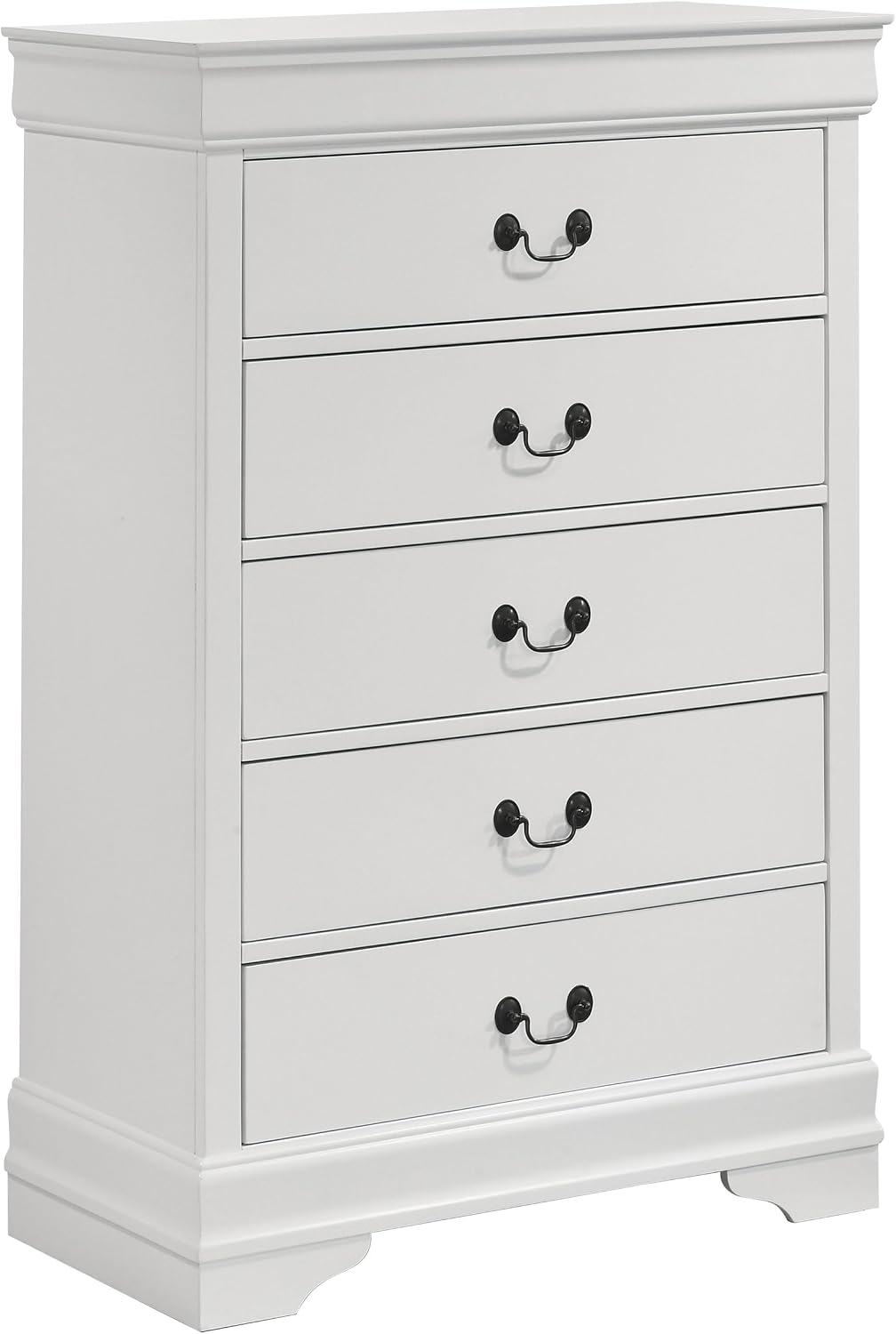 Coaster Home Furnishings - Louis Philippe - Wood - 5-Drawer Chest with Bail Handles, Molded Trim and Bracket Feet - Traditional - Bedroom - White - 202445