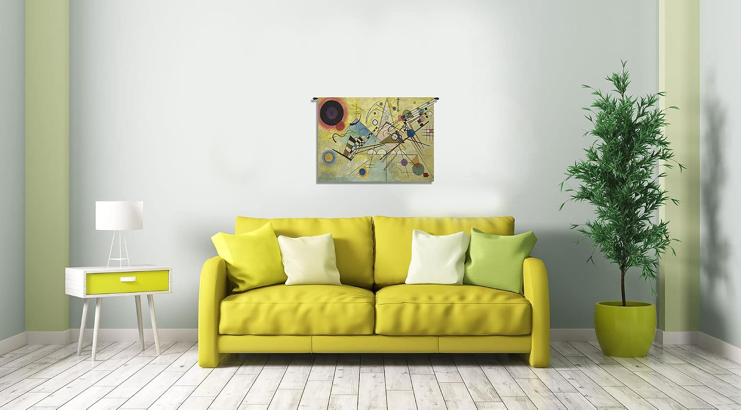 C Charlotte Home Furnishings Inc Kandinsky Composition VIII European Tapestry Wall Hanging | Viscose Cotton and Polyester Blend Wall Art | 19 in. x 27 in | Home Decor Accents | Inspired by Famous