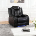 Living Room Furniture Sets, Power Recliner Sectional Sofa with LED Lights, Leather Couch Set, Reclining Chair for Living Room, Home Theater,and Office (1-Seater Chair, Black)