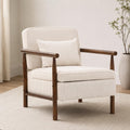 Accent Chair with Hidden Storage, Mid-Century Upholstered Armchair with Solid Wood Frame, Corduroy Fabric Accent Chair for Living Room, Bedroom, and Reading Corner(White)
