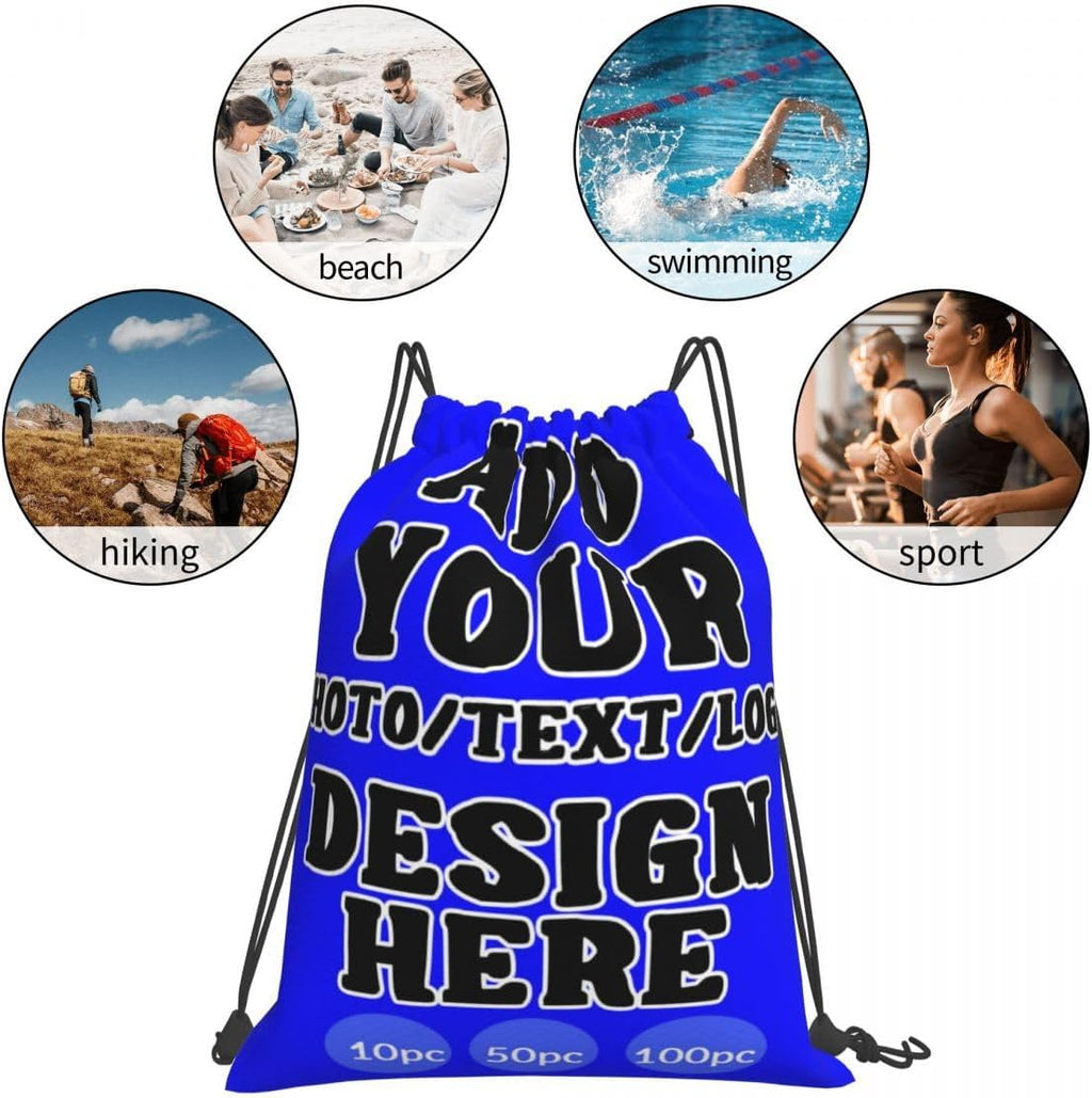 Custom Drawstring Backpack Set Of 10/50/100 Personalized Draw String Back Bag With Your Logo for Gym, Travel & Everyday Style09