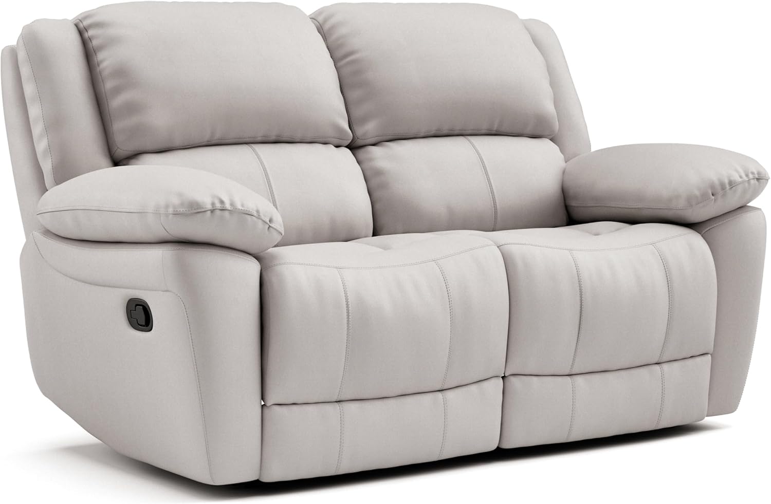 Furniture of America Sorin Modern Leather Recliner Loveseat with Pillow Armrests and High Density Foam, Reclining Sofa, Comfortable Couch for Living Room, Office, FSC Certified, Off-White