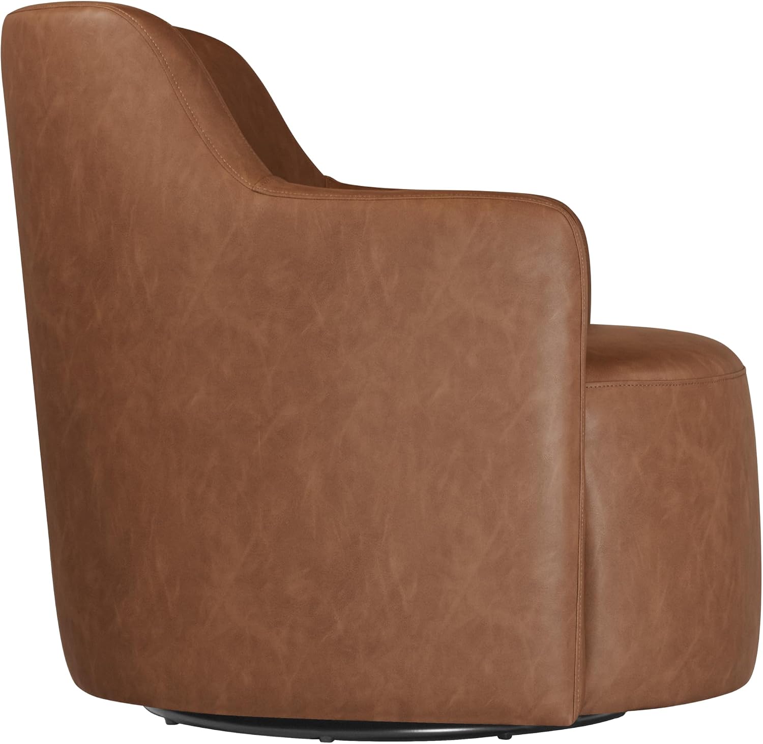 HomePop 360° Barrel Back Swivel Chair - Cognac Faux Leather
