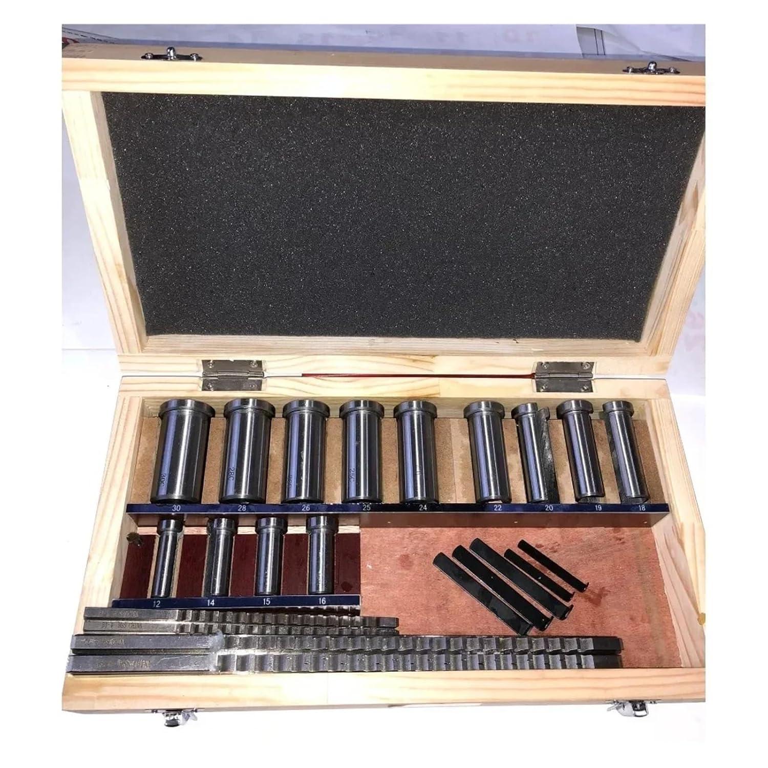 Keyway Broach Kit Keyway Broach Set 22pcs Metric Size B Type 4mm 5mm + C Type 6mm 8mm & 13pcs Bushing Sleeve & 5pcs Shim Kit Metalwoking Tool