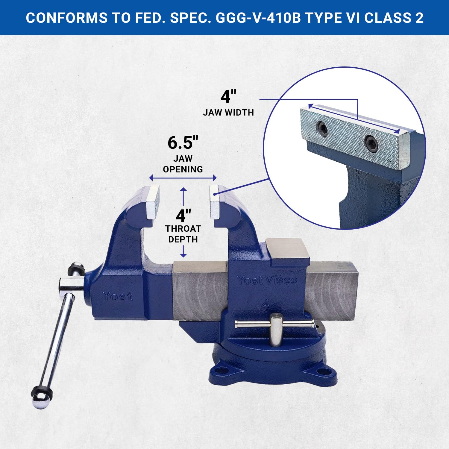 Yost Vises 204 4' Machinist Vise with 360-Degree Swivel Base