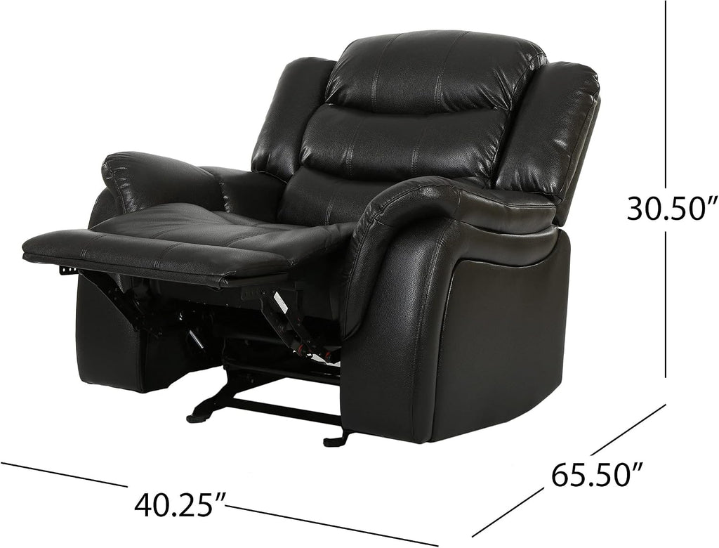 Christopher Knight Home GDFStudio Great Deal Furniture Merit Black Leather Recliner/Glider Chair