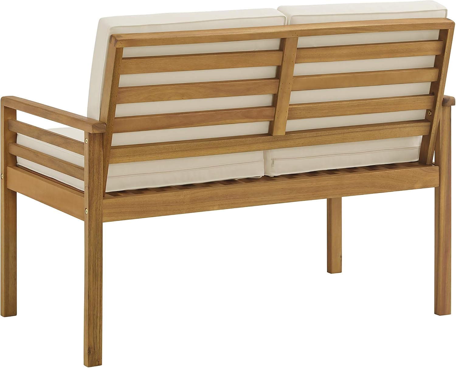 Alaterre Furniture, Okemo Outdoor Couch - Weather-Resistant 2-Person Loveseat with Acacia Wood Frame and Cushions - for Patio, Deck, Pool or Sunroom