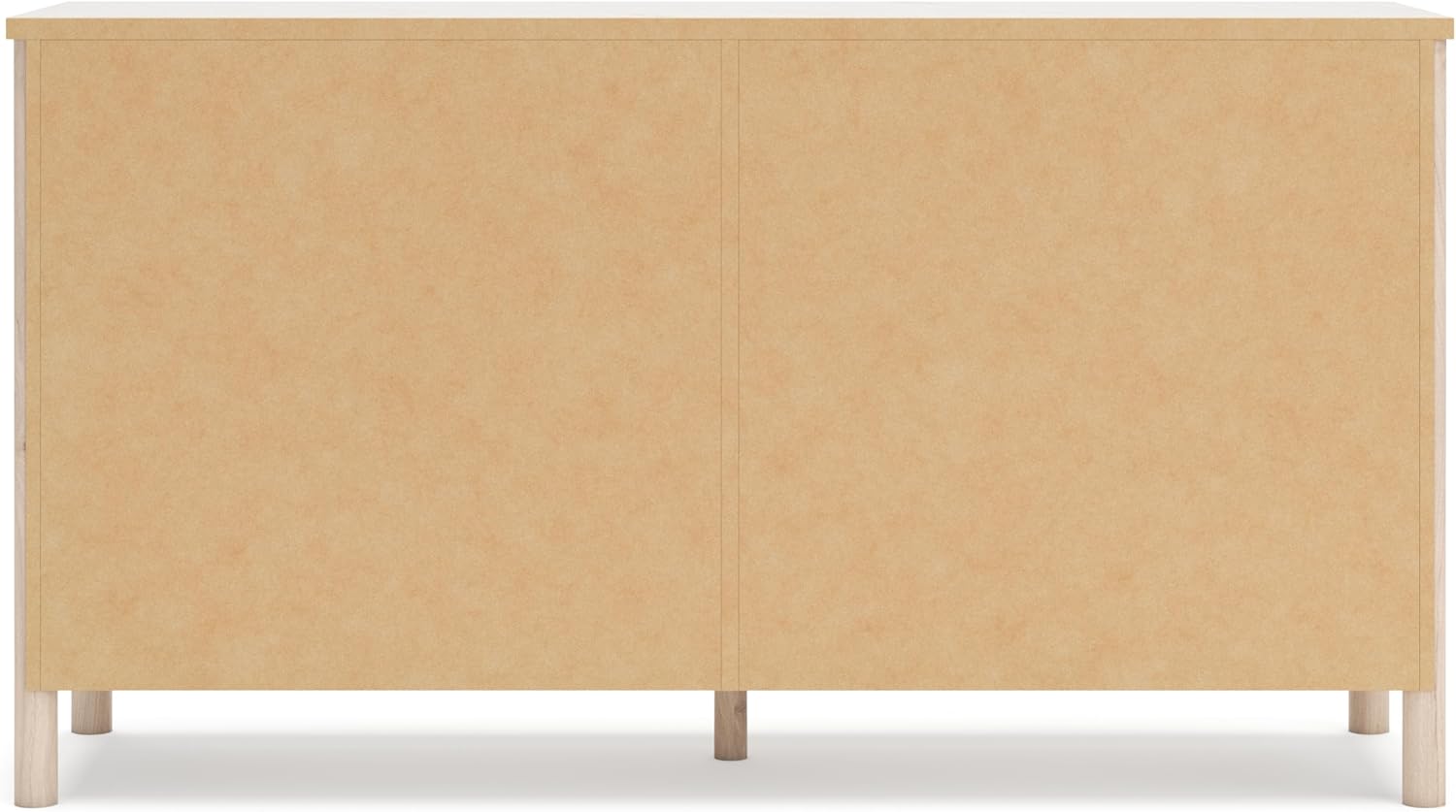 Signature Design by Ashley Cadmori Casual Bohemian Dresser with Post Legs and 6 Drawers, Replicated Marble Top, Wood, 35' High, White and Light Brown Finish