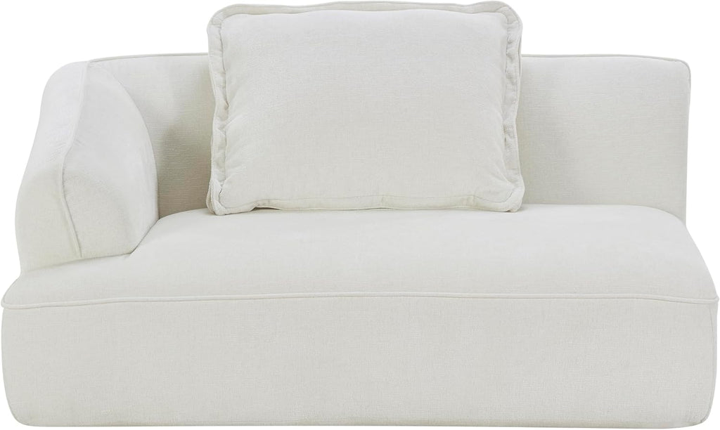 Christopher Knight Home Zacha 121' Modular L-Shape Sofa Couch with Chaise Lounge, Modern Boneless Sofa for Living Room, Fabric Upholstered Cloud Couch with Deep Seat, Milky White
