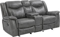 Coaster Home Furnishings - Conrad - Faux Leather Upholstered Padded Arm Glider Loveseat with Cup Holders, USB Port, Storage Drawer, and Power Outlet - Living Room & Home Theater - Gray - 650355