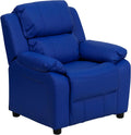 Flash Furniture Charlie Vinyl Kids Recliner with Flip-Up Storage Arms and Safety Recline, Contemporary Reclining Chair for Kids, Supports up to 90 lbs., Blue