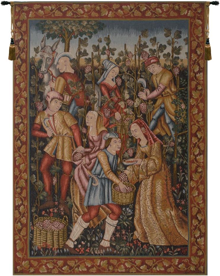 C Charlotte Home Furnishings Inc. Vendanges French Tapestry Wall Hanging 58 X 41 Inch Viscose Cotton And Polyester Blend Wall Art Woven In France Perfect For Home Decor And Wall Decor