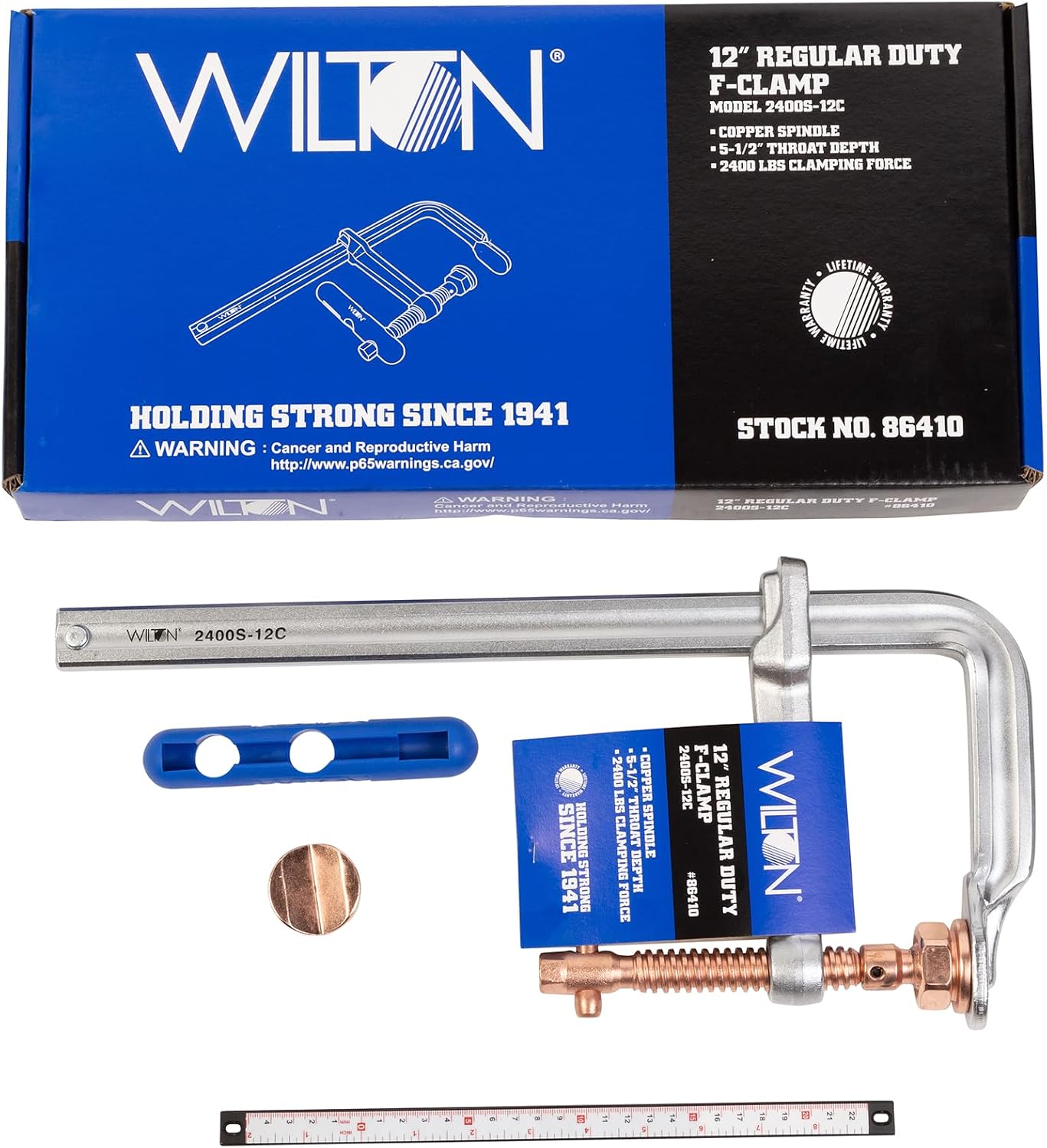 Wilton Spark-Duty Regular F-Clamp, 12' Opening, 5-1/2' Throat, 2660 Lbs. Clamping Force (Model 2400S-12C)